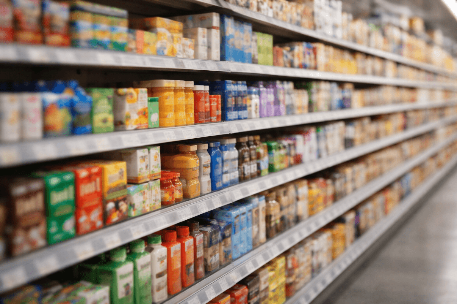 Products on retail shelves